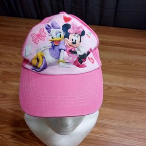 Disney Hat Cap Baby Toddler Minnie and Daisy Pink Hook and‎ Loop Strap